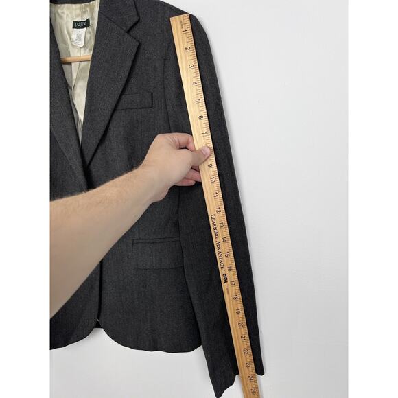 J Crew Women Blazer 0 Gray Classic Heather Covered Pockets Lapel Gold Buttons - Picture 4 of 7